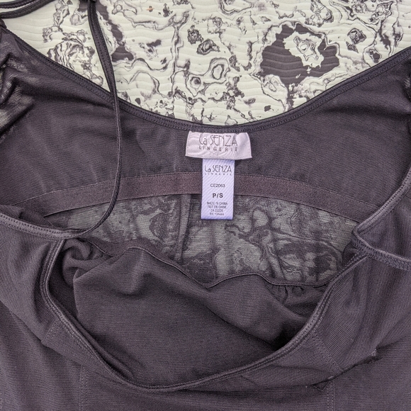 Y2K la SENZA mesh lingerie black tank top - Picture 3 of 5